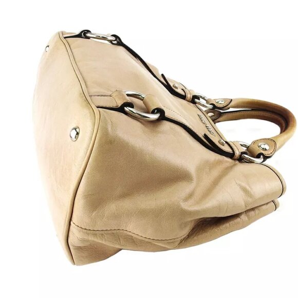 MIU MIU 2WAY shoulder bag logo beige leather Authentic USED T20115 - Picture 4 of 10